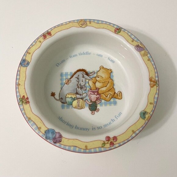2001 Disney Royal Doulton Winnie the Pooh Baby Bowl Eeyore and Piglet Honey - Picture 1 of 16